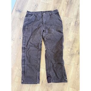 CARHARTT 40X32 B194 VTG y2k Quilted Sandstone Dungaree Insulated Double Knee